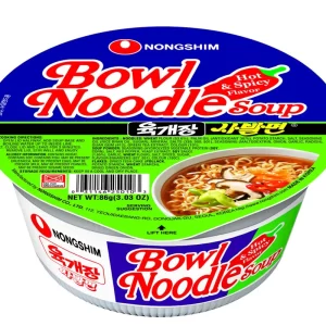 nongshim hot and spicy 86gr bowl noodle soup
