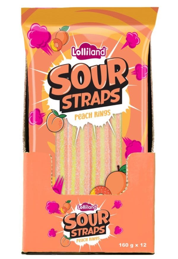 Lolliland Sour Straps Peach Rings 12x160g