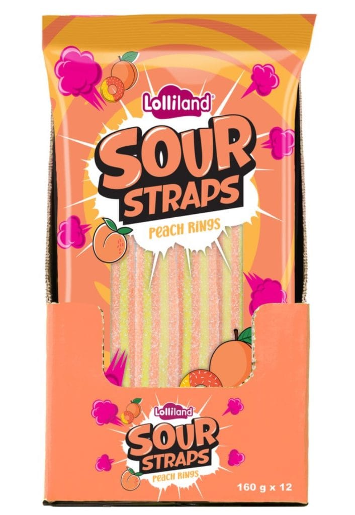 Lolliland Sour Straps Peach Rings 12x160g
